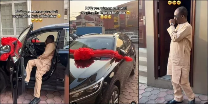 Dad gets emotional as children buy him car for being a good father to them