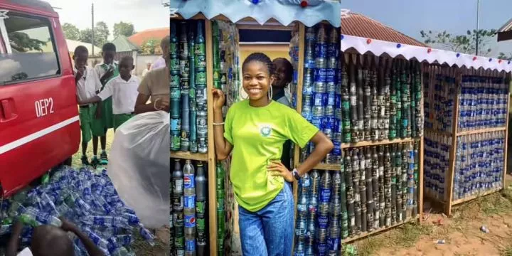 Creative Nigerians construct 2 restrooms for secondary school using 5,000 plastic bottles