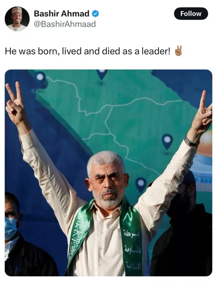 Former presidential aide Bashir Ahmad celebrates Hamas leader who was k!lled by Israeli soldiers