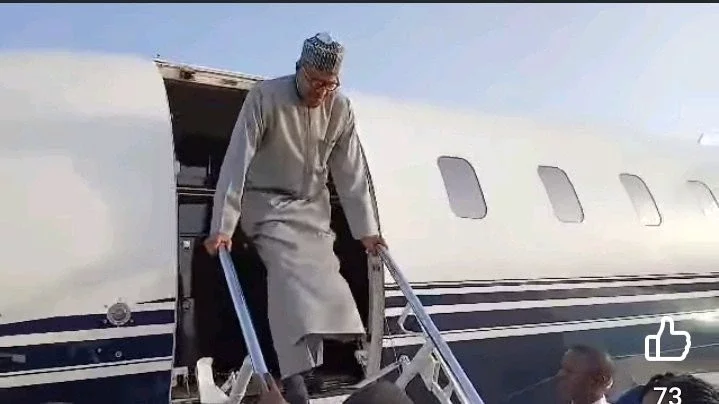 Former President Buhari Returns to Nigeria After Defending Country in $2.3bn Arbitration Case [Photo]