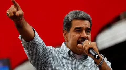 Reuters Venezuelan President Nicolás Maduro (28 Aug 24) at victory rally after election