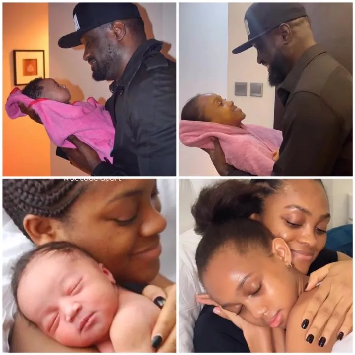 Music executive, Jude Okoye and wife Ify, recreate baby photos with their first child, Emma, as she turns 10 today