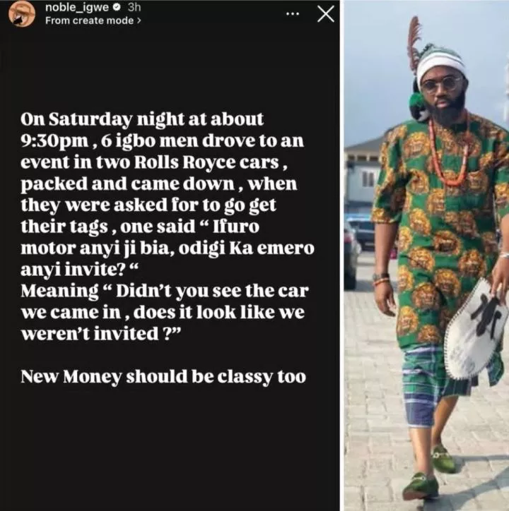 Ugezu J. Ugezu responds after Noble Igwe called Igbo men rich but classless