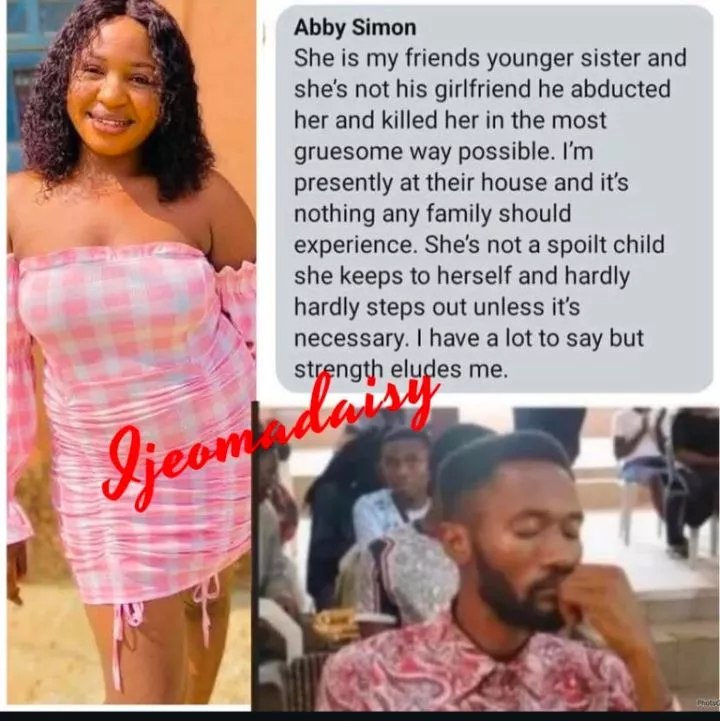 'They weren't dating, she was kidnapped ' - Friend of lady brutally murdered by Gospel singer spills