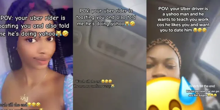 Nigerian lady exposes Uber driver who boasts of being a Yahoo boy, vows to teach her if she dates him