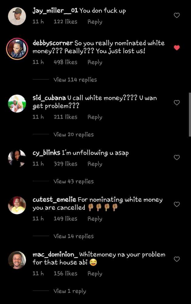 'Maria has spoilt her game' - Fans storm at Maria's IG to reprimand her for picking WhiteMoney up for eviction