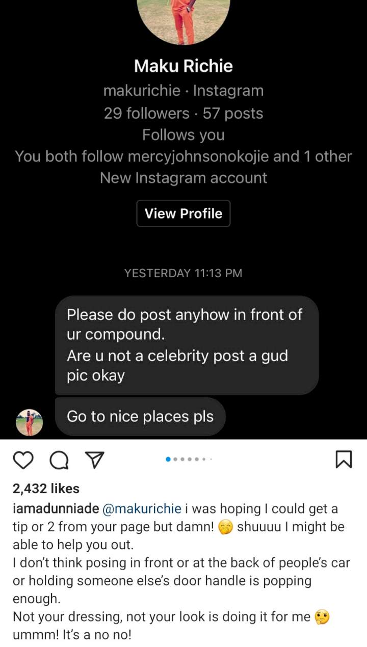 Actress Adunni Ade calls out follower who criticized her for not posing in 'nice places' despite being a celebrity