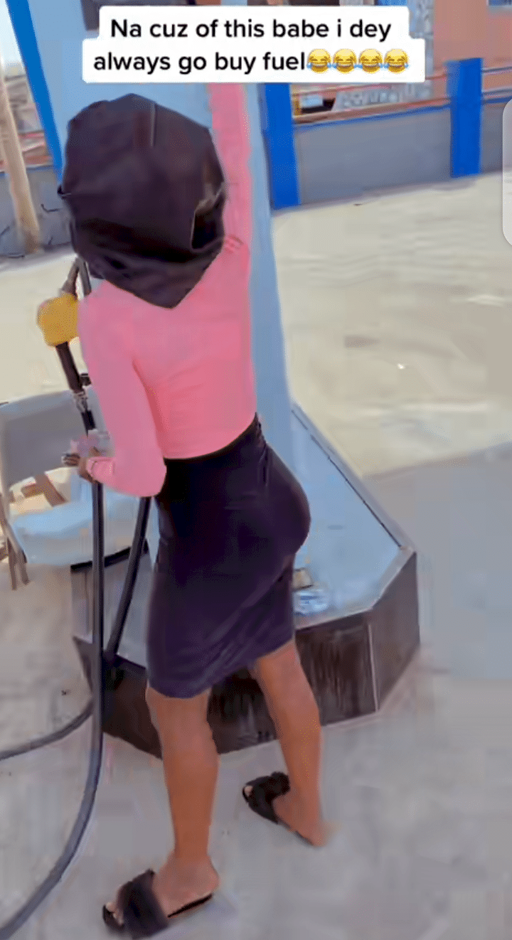 'Na because of this babe I dey always buy fuel' - Nigerian man falls for pump attendant (Video)