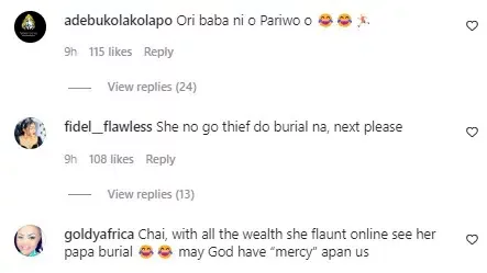 'With all the wealth she flaunts online' - Reactions trail leaked photos of Ifu Ennada father's burial