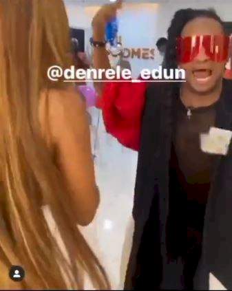 Watch moment Erica made dollars rain on Denrele Edun's 40th birthday (Video)