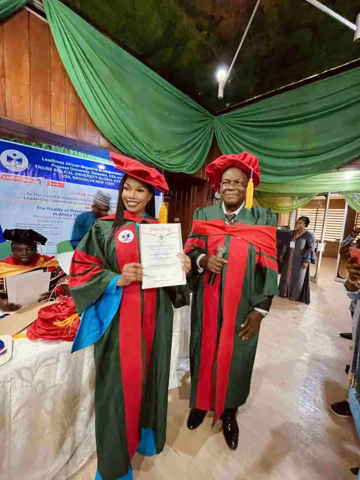 'Dr Tacha' - Tacha announces new title as she bags honorary doctorate degree