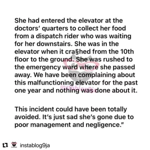 NMA declares indefinite strike in Lagos over colleague who di€d after an elevator acc#dent