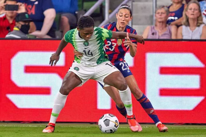 Chidinma Okeke in action for Nigeria against the United States of America
