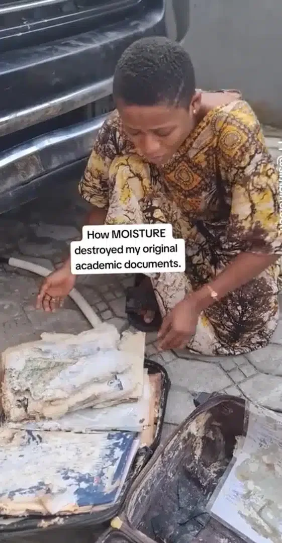 Graduate in pain as moisture destroys all her certificates