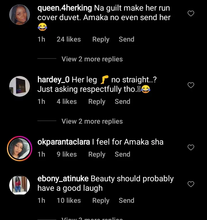 'Fight don start' - Reactions as Phyna freezes out Amaka as she returns to her bed after a long night with Groovy (Video)