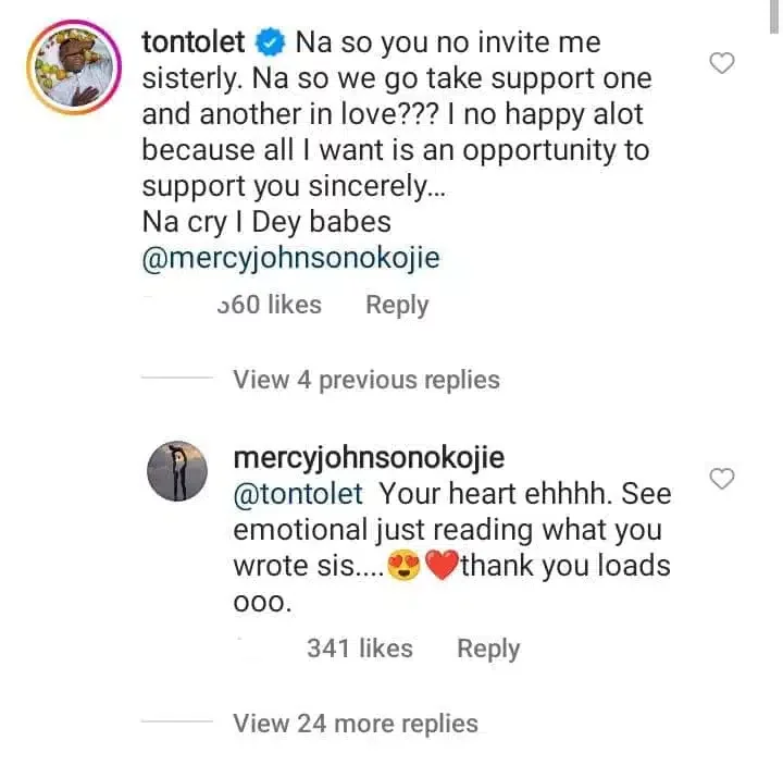 'Na cry I dey cry since' - Tonto Dikeh expresses disappointment at Mercy Johnson, she responds