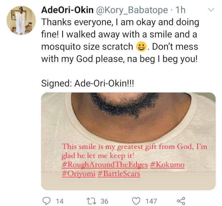 'I'm praising my saviour all day long' - Man shares his testimony of how he escaped death