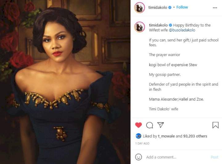 'You look nothing like your age because I no Dey stress you' - Singer, Timi Dakolo celebrates wife Busola, on her birthday