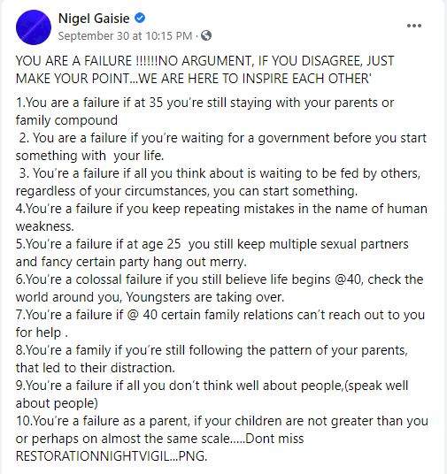 'You're a failure if you still live with your parents at 35' - Pastor sparks controversy