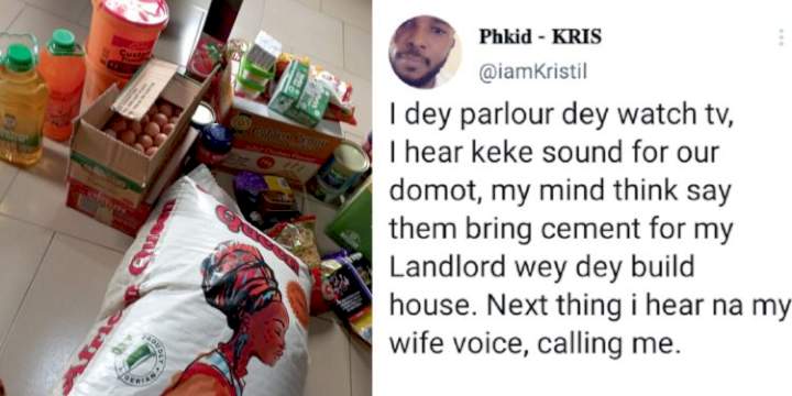 "I was moved to tears" - Nigerian man writes as he shows off food items his wife bought for Christmas with her savings