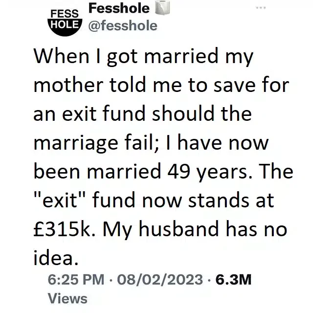 Why I saved £315K as exit fund - Woman reveals after being married for 49 years