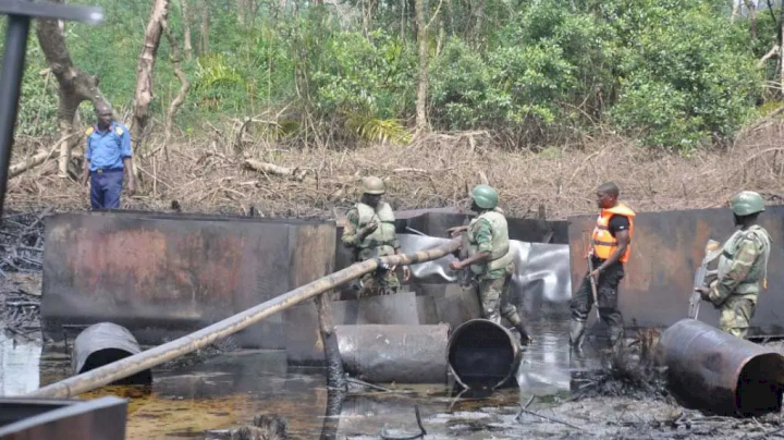 Military destroys 39 illegal refineries, arrest oil thieves
