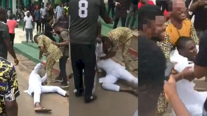 "I'm tired of Nigeria" - Man falls to the ground crying uncontrollably at PVC registration venue (Video)