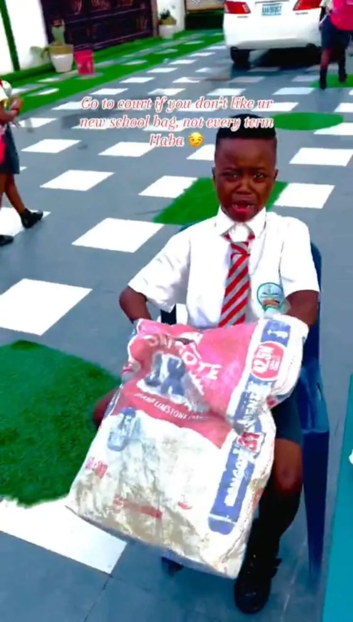 Mother replaces son's school bag with sack of cement after losing it consecutively (Video)