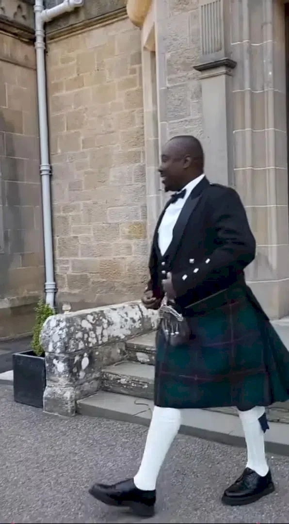 Obi Cubana stuns as he steps out in Scottish outfit (Video)