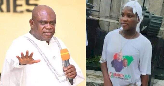 Apostle Chibuzor Chinyere grants scholarship to lady sacked for joining Peter Obi's rally