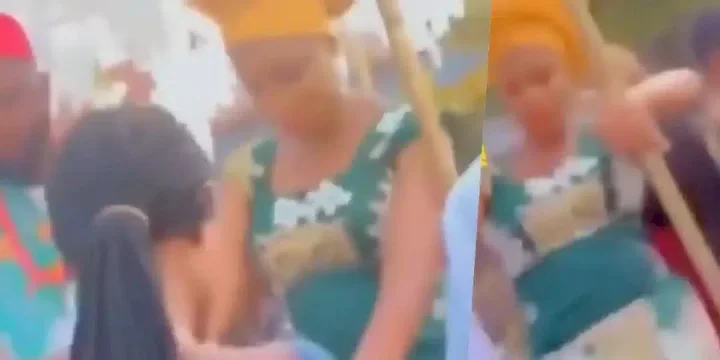 Watch the chilling moment the heavily pregnant bride fell flat at her wedding