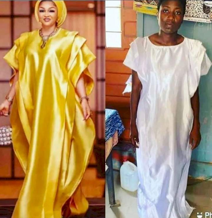 Woman who asked for Mercy Aigbe's outfit to be recreated shows what she got