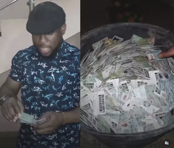 Hunter finds thousands of voter's cards disposed inside bush in Nnewi and takes them to a radio station (video)