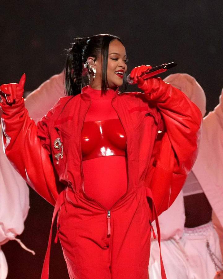 Singer Rihanna pregnant with second child, reveals baby bump during Super Bowl 2023 Halftime Show (Photos/Video)