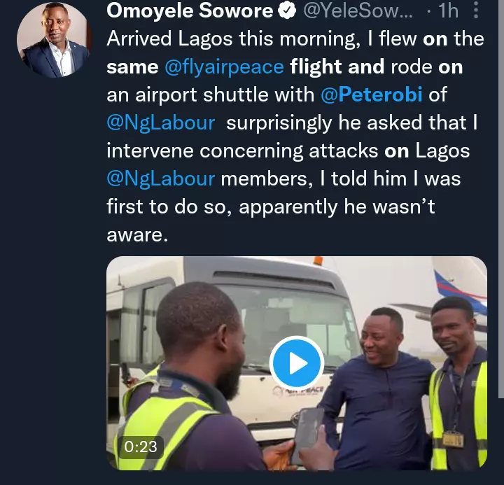 What Peter Obi told Me During Our Flight to Lagos about the New Naira CBN he Supported -Sowore