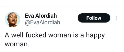 'A well f*cked woman is a happy woman