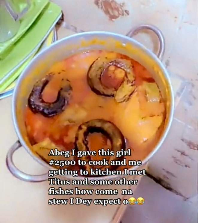 Man shows off pot of soup his girlfriend cooked with N2,500 (Video)