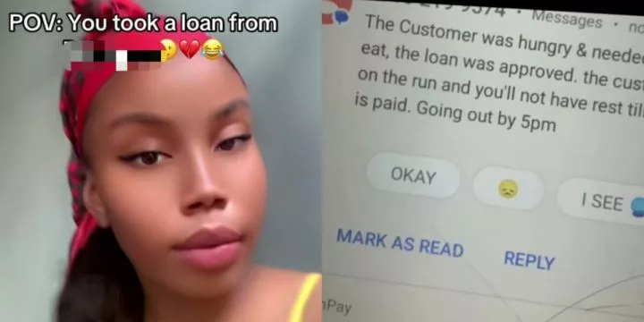 Lady exposes message sent to her contact after loan default