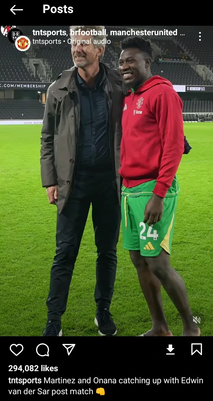 Reactions as Edwin Van der sar was spotted spending time with Martinez and Onana at Craven Cottage.