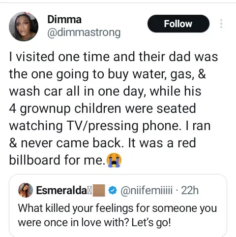 'I ran away; it wasn't just a red flag, it was a red billboard for me' - Lady reveals what quenched her feelings for someone she was in love with