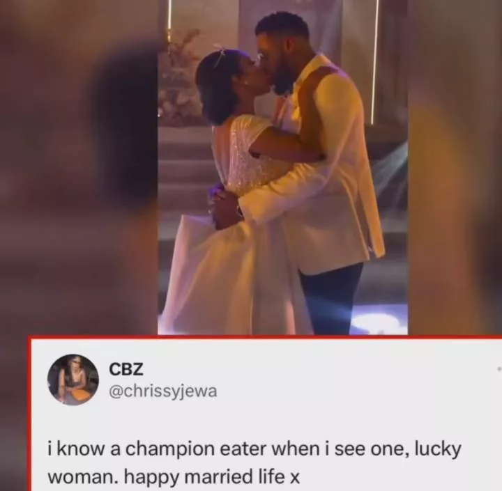 Video of a couple sharing their first kiss during wedding reception sends the internet into Frenzy (watch)