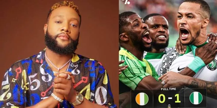 Kcee wins ₦11.7 million bet as Nigeria Super Eagles defeat AFCON 2023 host, Ivory Coast