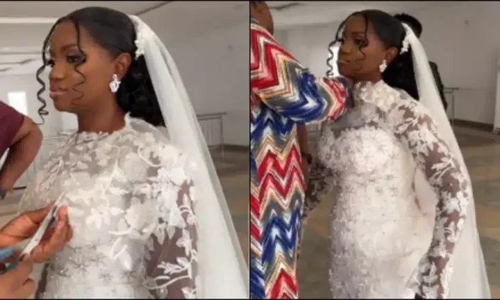 "God help me" - Bride's wedding gown cut with scissors at church, video goes viral