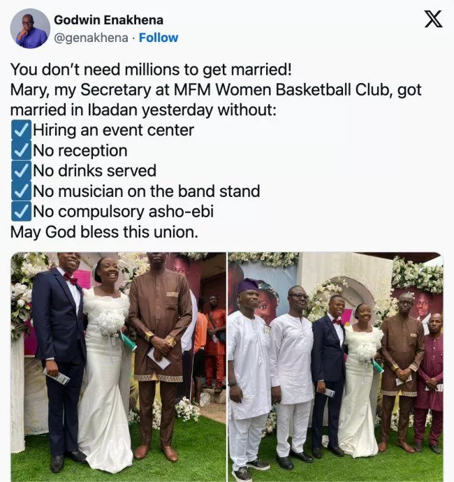 'No canopy, hall, reception' - Couple goes viral following low-key wedding