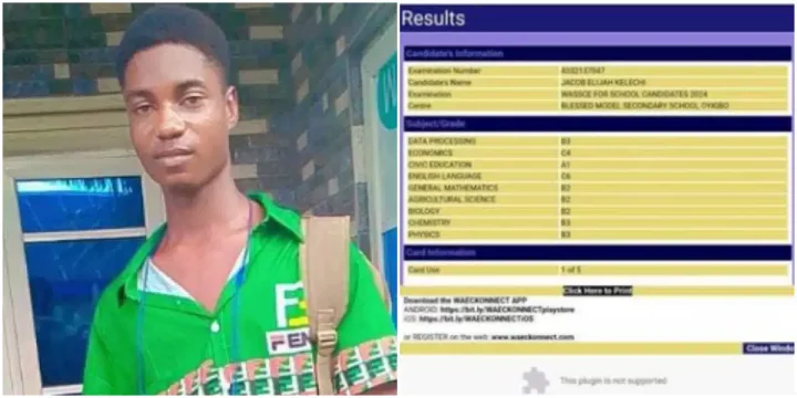 WAEC result of boy who passed away after the exam surfaces online