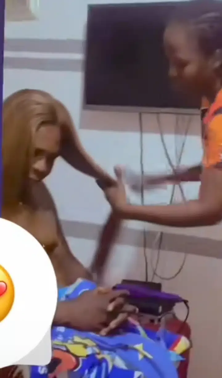 'Father of the year' - Dad obediently gives himself up to be used by daughter as mannequin to stretch her wig