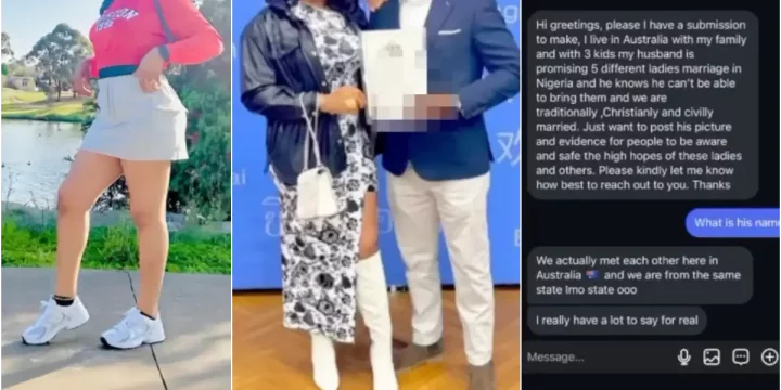 Australian woman exposes Nigerian husband's marriage vow to 5 women