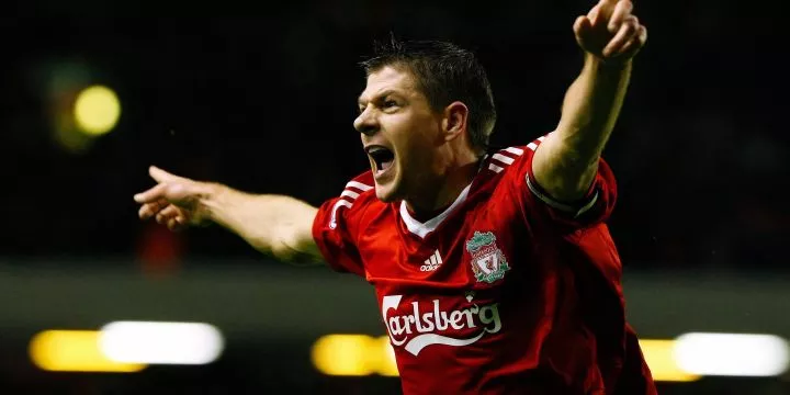 Steven Gerrard celebrates