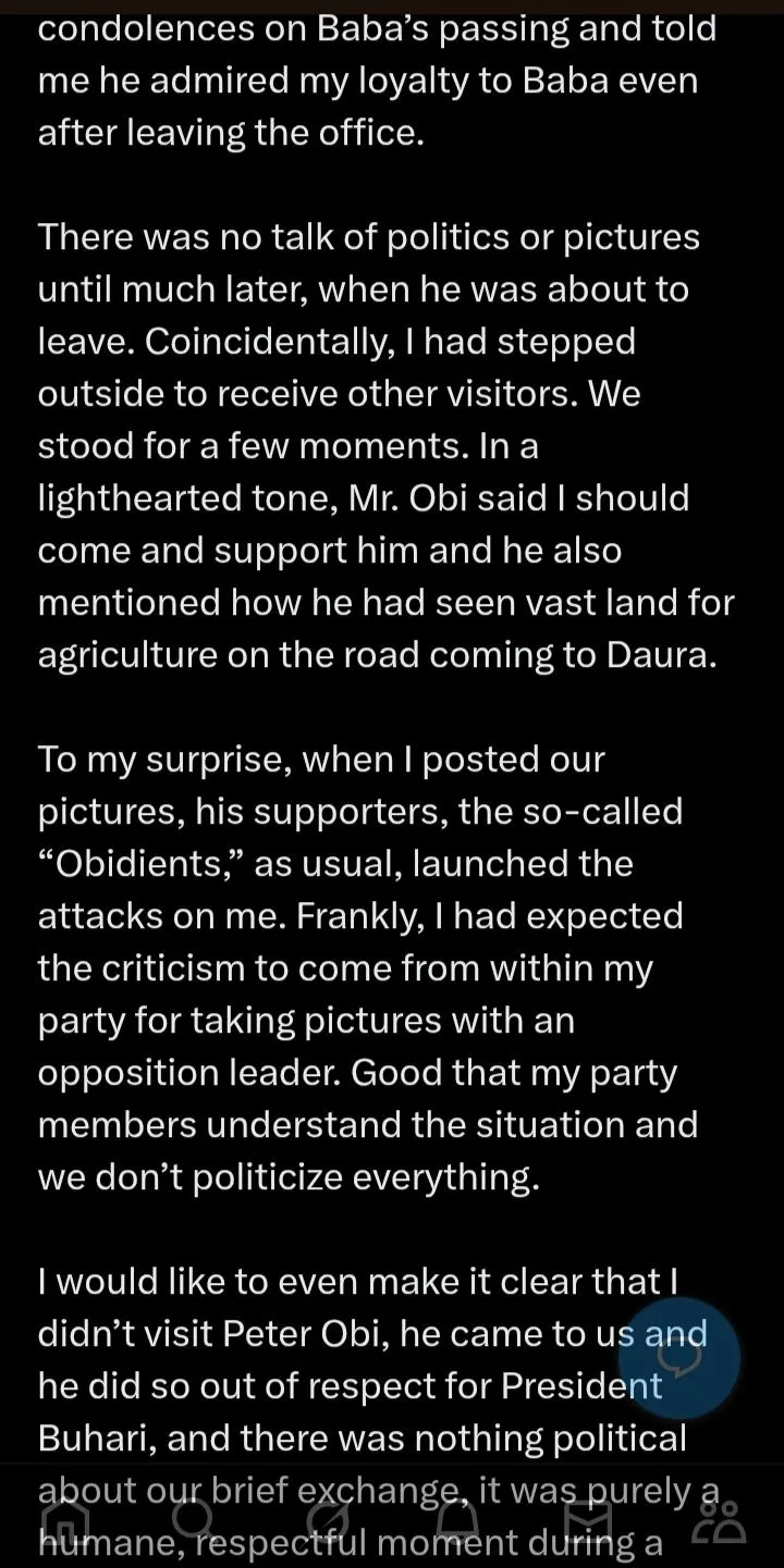 Bashir Ahmad shares his encounter after meeting Peter Obi at late Buhari's residence