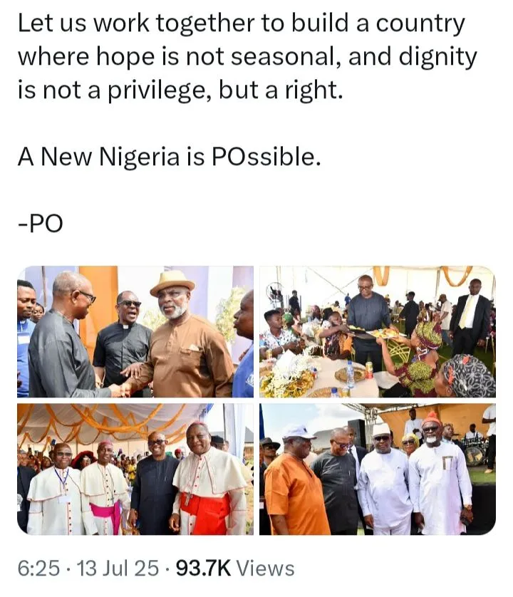 Peter Obi breaks silence following video of him serving food at an event